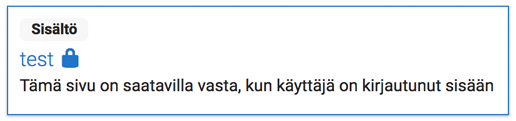 Kirjautumista vaativa sivu hakutuloksissa