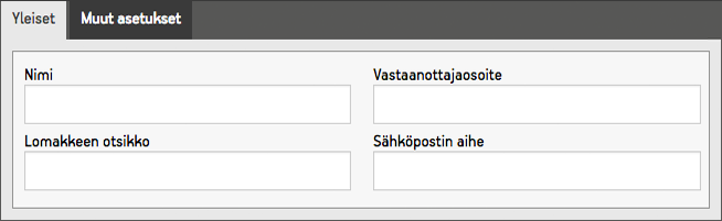 Lomake-editorin välilehti yleisille asetuksille