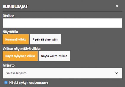 Aukioloaikojen asetukset