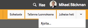 Painikkeet, jotka ohjaavat ajastettua julkaisunkulkua