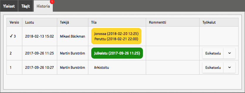 Ajastuksen valintaikkuna