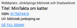 Jönköpingin kirjaston luettelointitietueen metadata