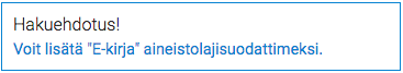 Hakusanaehdotus, joka lisää e-kirjan suodattimeksi