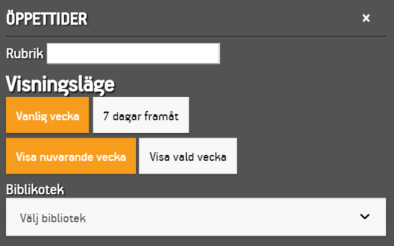 Widgeten Öppettiders inställningar