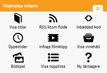 Tillgängliga widgets för webbplatsen