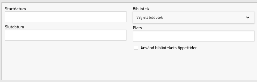Datum och tidväljare för utställningar