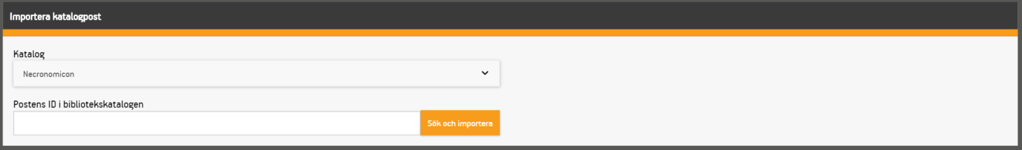 Sökruta för att söka fram ett verk som ska skannas in i katalogen