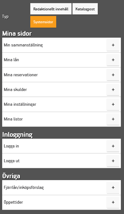 Dialog för att skapa upp en länk för dagens öppettider