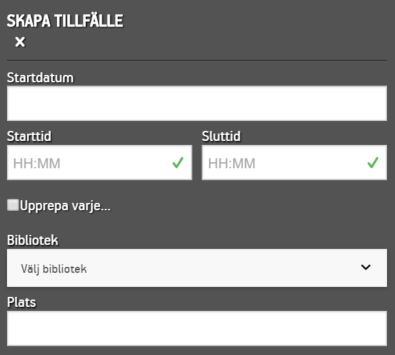 Dialog för att ställa in datum och tid