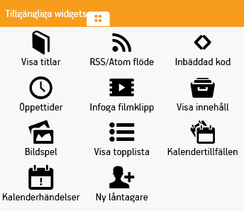 Tillgängliga widgets för webbplatsen
