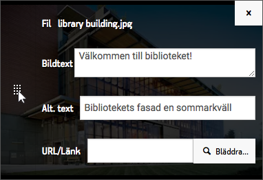 Inställningar för bild som lagts till i bildspelet