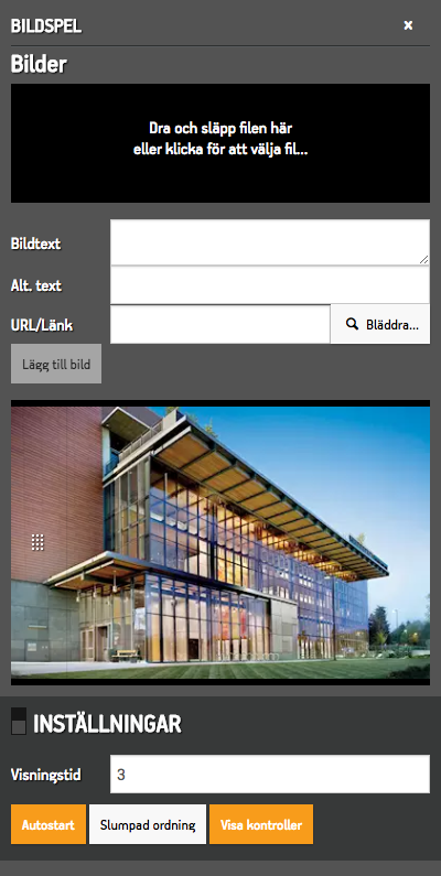 Inställningar för Bildspel