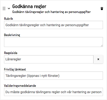 Ett fält för förklaringstext.