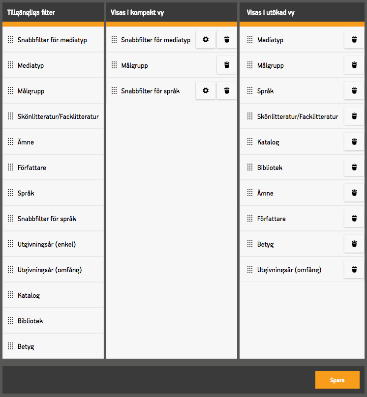 Vyn som används för att konfigurera avancerad sök