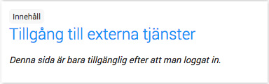 Sökresultat som visar en sida som kräver att besökaren är inloggad