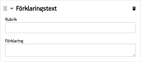 Ett fält för förklaringstext.