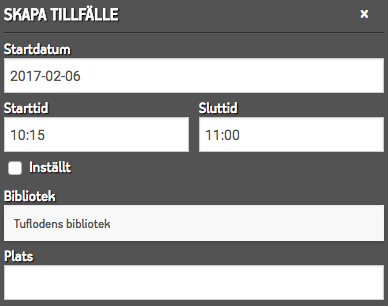 Dialog för att ändra ett tillfälle