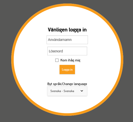 Inloggningsruta för det administrativa gränssnittet