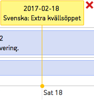 Vald avvikande öppettid med kryss för att radera avvikelsen