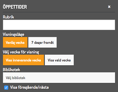 Inställningar för Öppettider