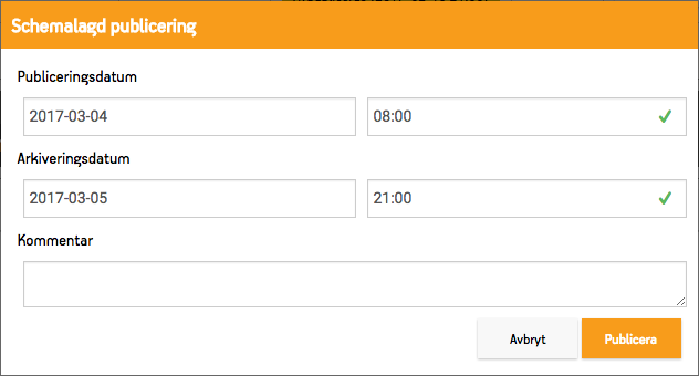 Dialogen för att schemalägga en aktivitet