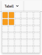Visar hur en tabell med två kolumner och två rader infogas.