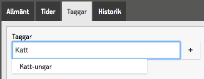 Tagg-fliken med förslag på "Katt-ungar"