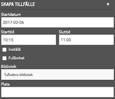 Dialog för att ändra ett tillfälle