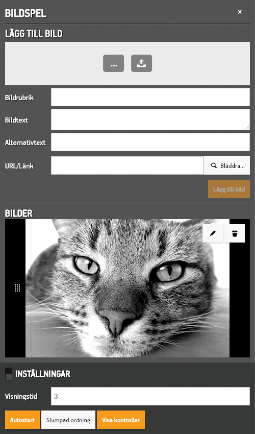 Inställningar för Bildspel