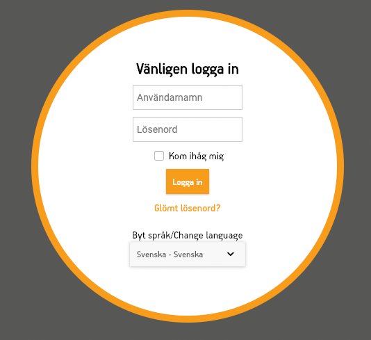 Inloggningsruta för det administrativa gränssnittet.