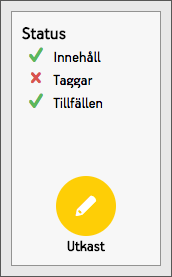 Statuspanelen för ett sparat utkast