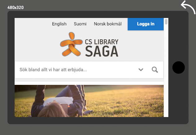 Webbvyn i mobil-läge, liggande