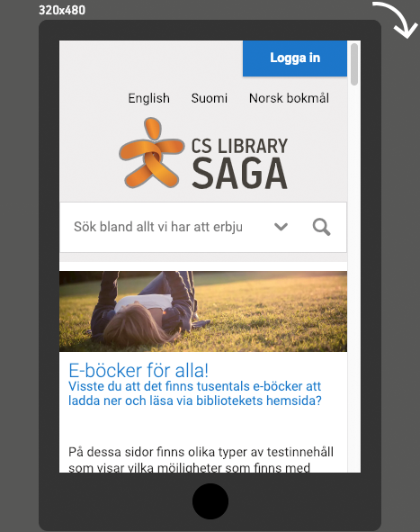 Webbvyn i mobil-läge, stående